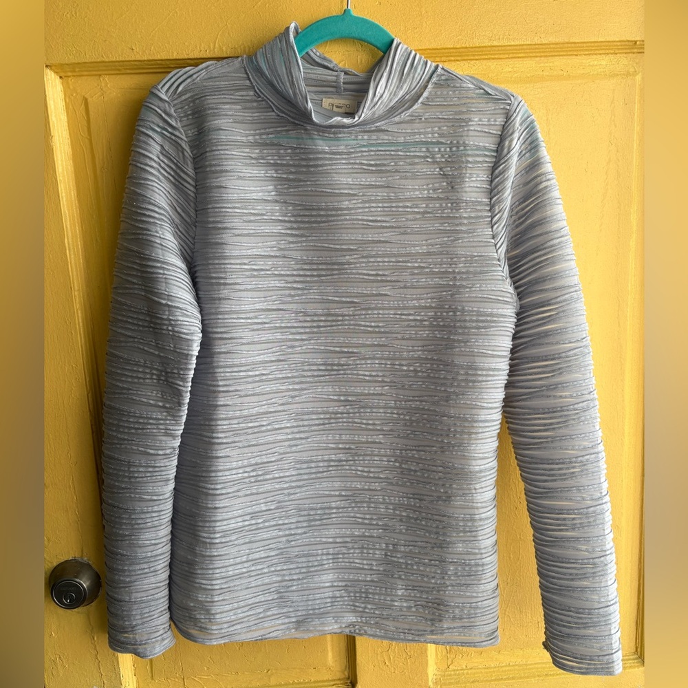Pilcro Blue with silver detail textured mock neck top